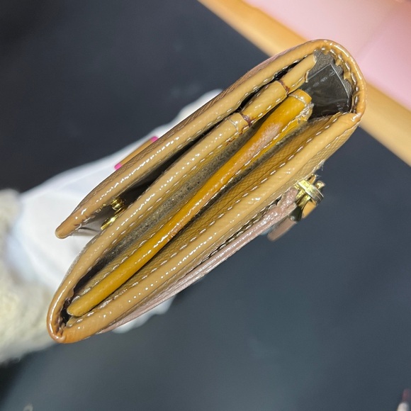 Prada Tan and Pink Leather Wristlet with Striped Bow - Picture 6 of 9